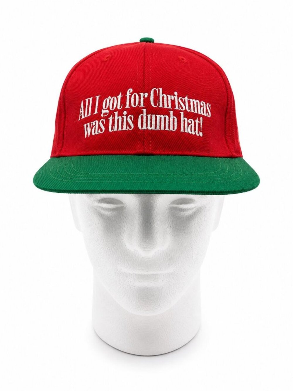 All Pro Mens Red & Green Snapback Hat 100% Cotton One Size Embroidered Holiday